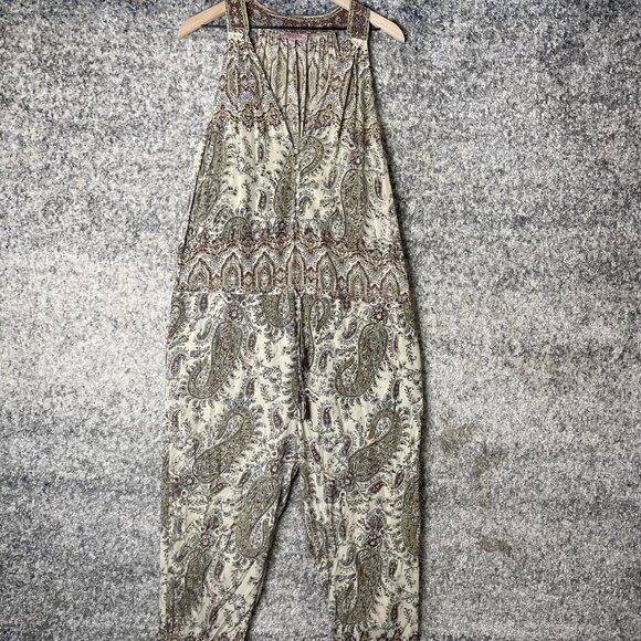 Calypso St Barth Jumpsuit Womens Medium Paisley Boho Silk Sleeveless Brown Blue - Picture 1 of 7